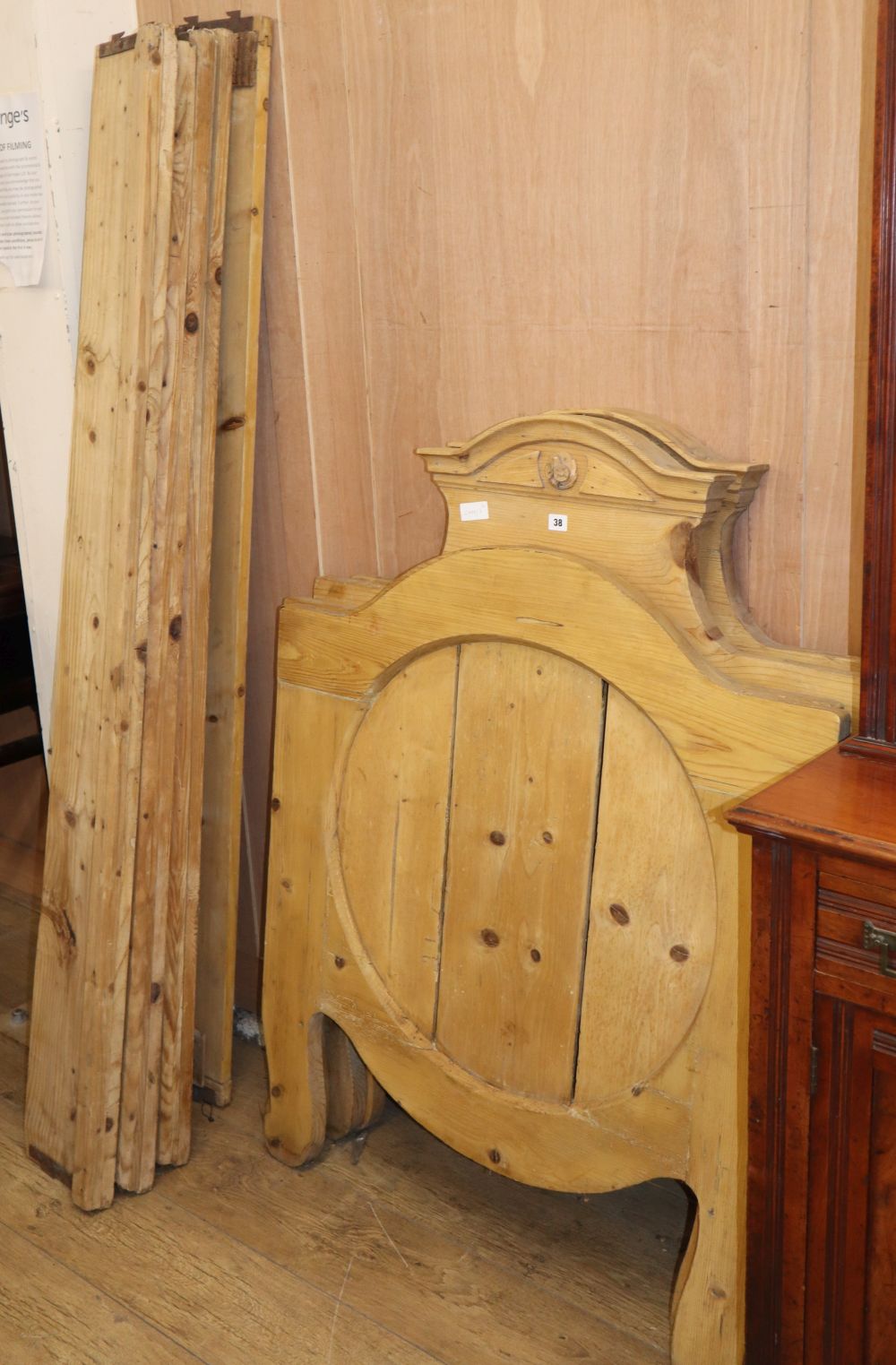 A pair of 19th century Continental pine 3ft bedframes